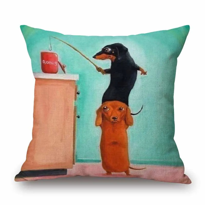 Design Kissenbezüge mit verschiedenen Dackelmotiven