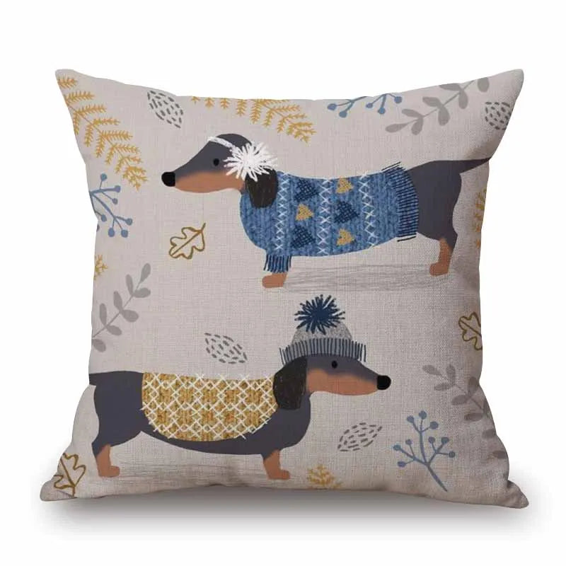 Design Kissenbezüge mit verschiedenen Dackelmotiven