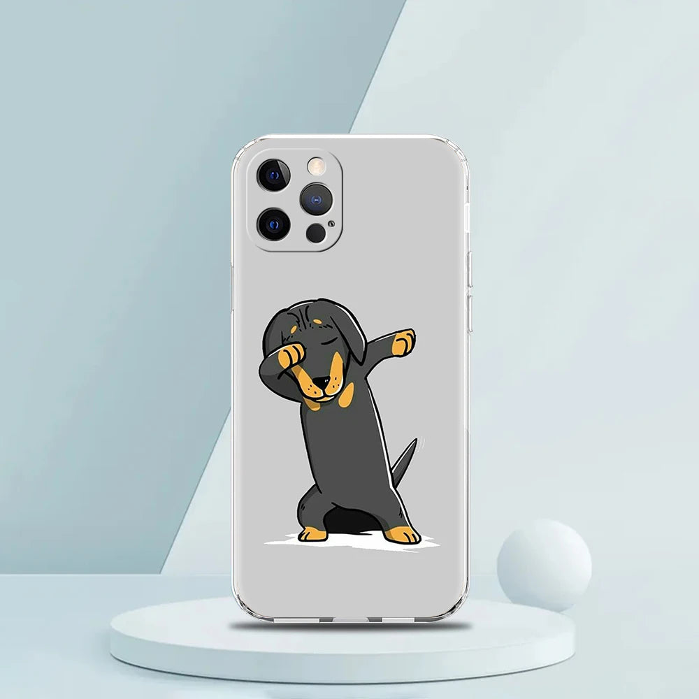 Smartphone Hülle für iPhone 11 - 15 aus Silikon mit Dackelmotiv Rückabdeckung