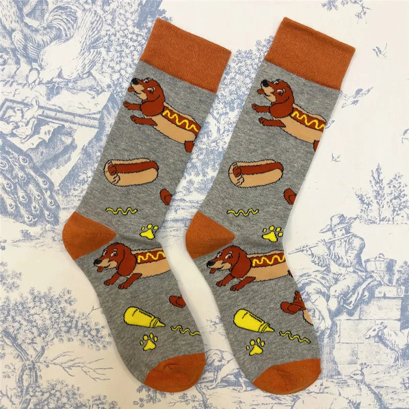 Socken mit lustigen Dackelmotiven in Größe 35-39