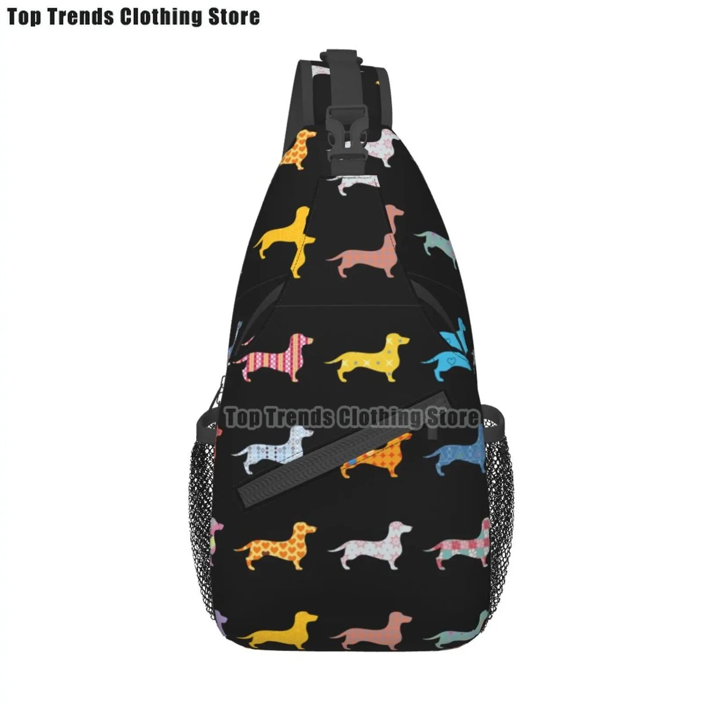 Rucksack mit über 30 verschiedenen Dackelmotiven