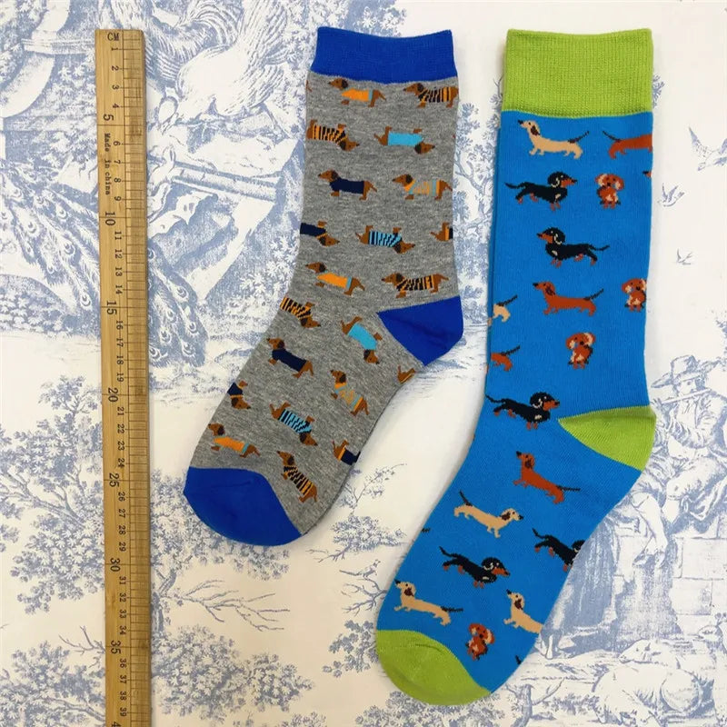 Socken mit lustigen Dackelmotiven in Größe 35-39