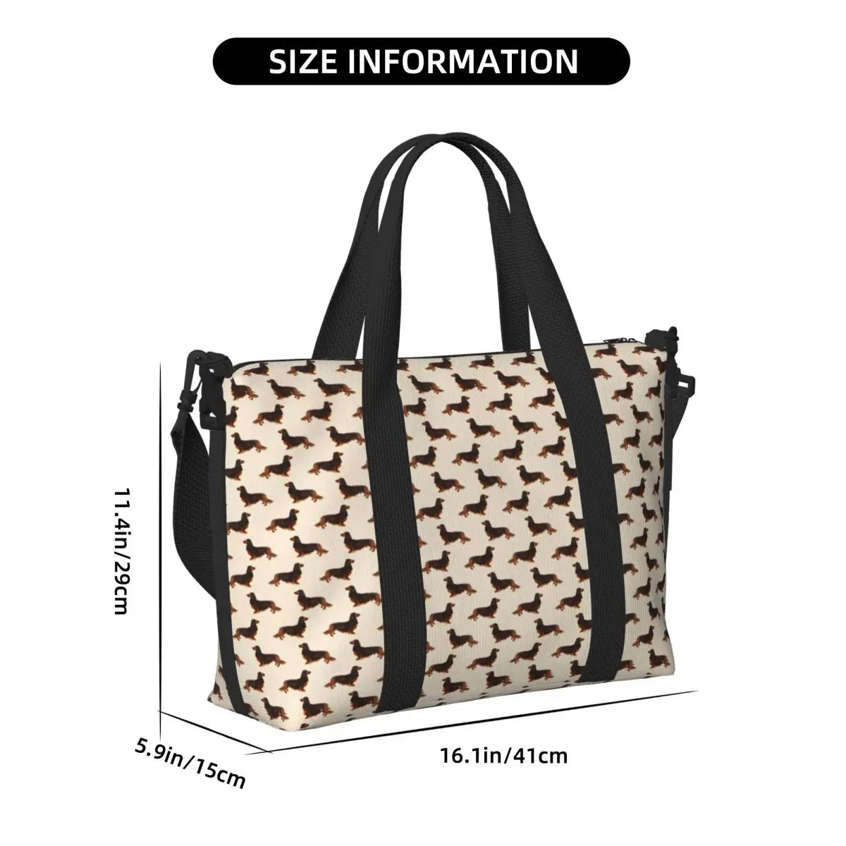 Tasche mit Dackelmotiven für Strand Gym Reise Shopping