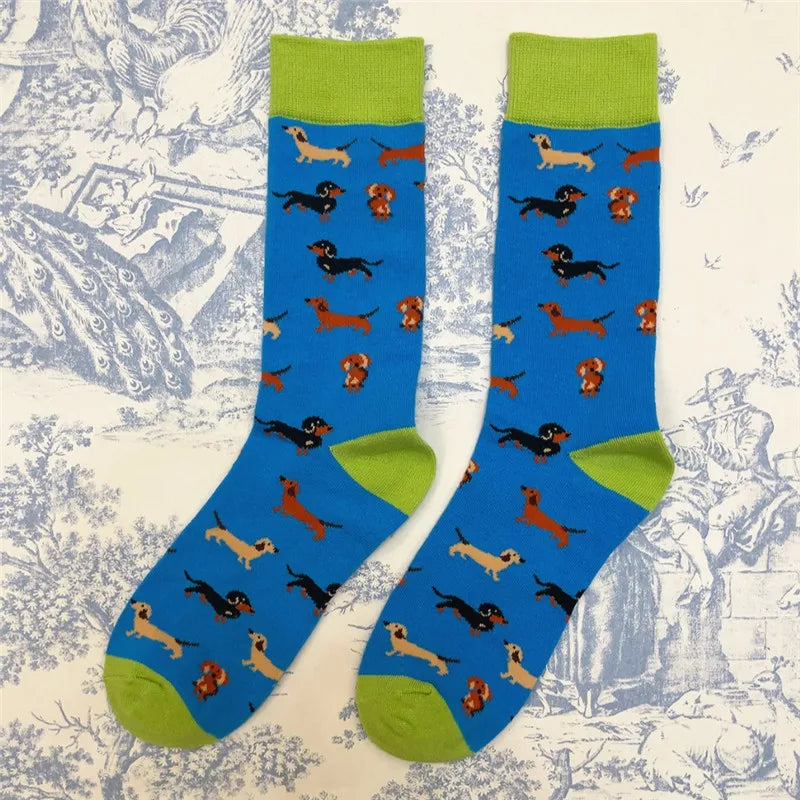 Socken mit lustigen Dackelmotiven in Größe 35-39