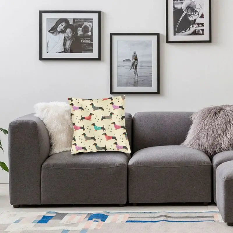 Kissenhülle mit Dackelmotiv für z.B. Wohnzimmer