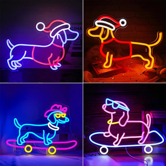Neon Wandlicht Dackel für Party, Wohnzimmer oder Fensterdeko