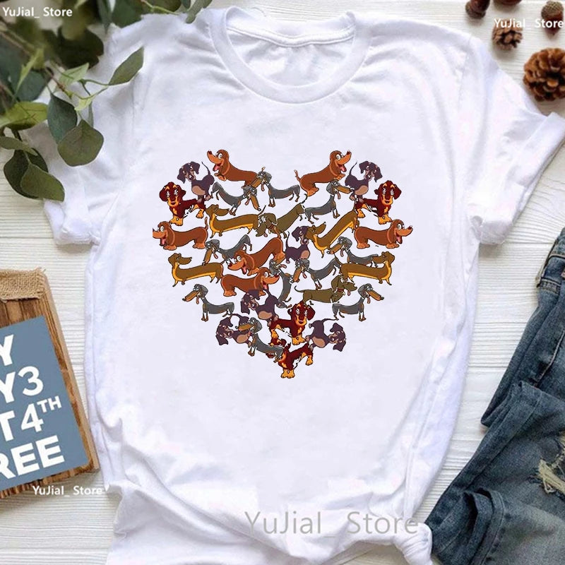 T-Shirt für Damen mit wunderschönen Dackel- und Hundemotiven