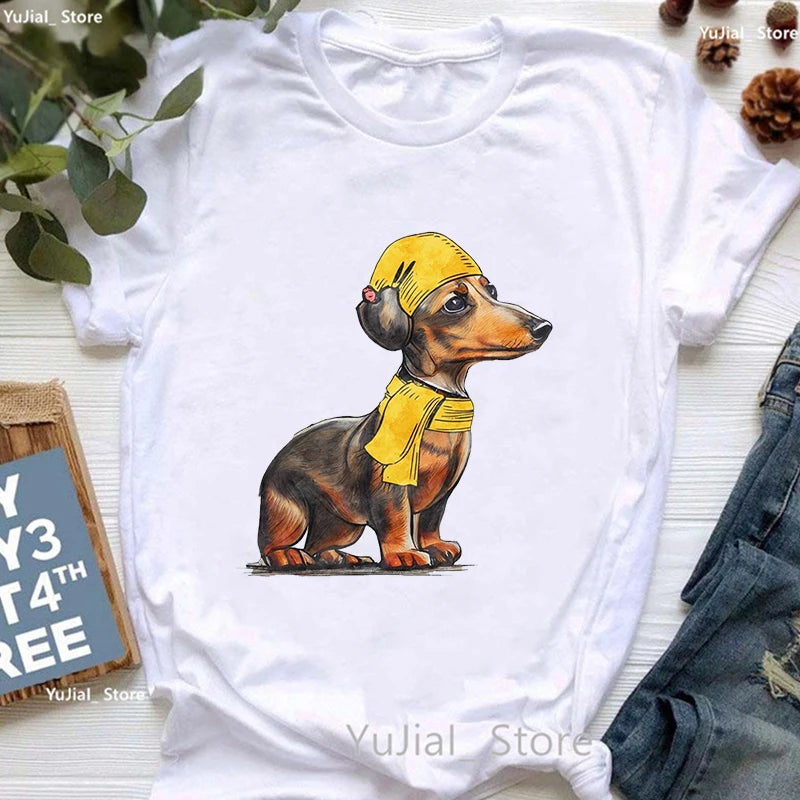 T-Shirt für Damen mit wunderschönen Dackel- und Hundemotiven