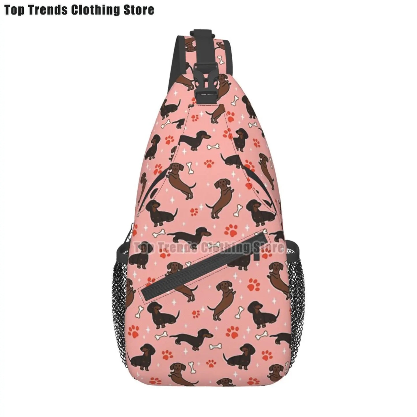 Rucksack mit über 30 verschiedenen Dackelmotiven