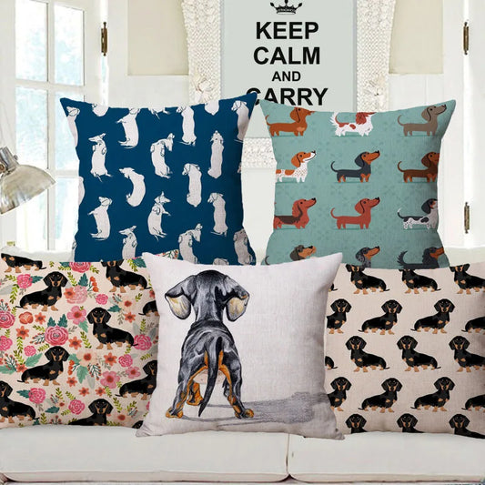 Design Kissenbezüge mit verschiedenen Dackelmotiven