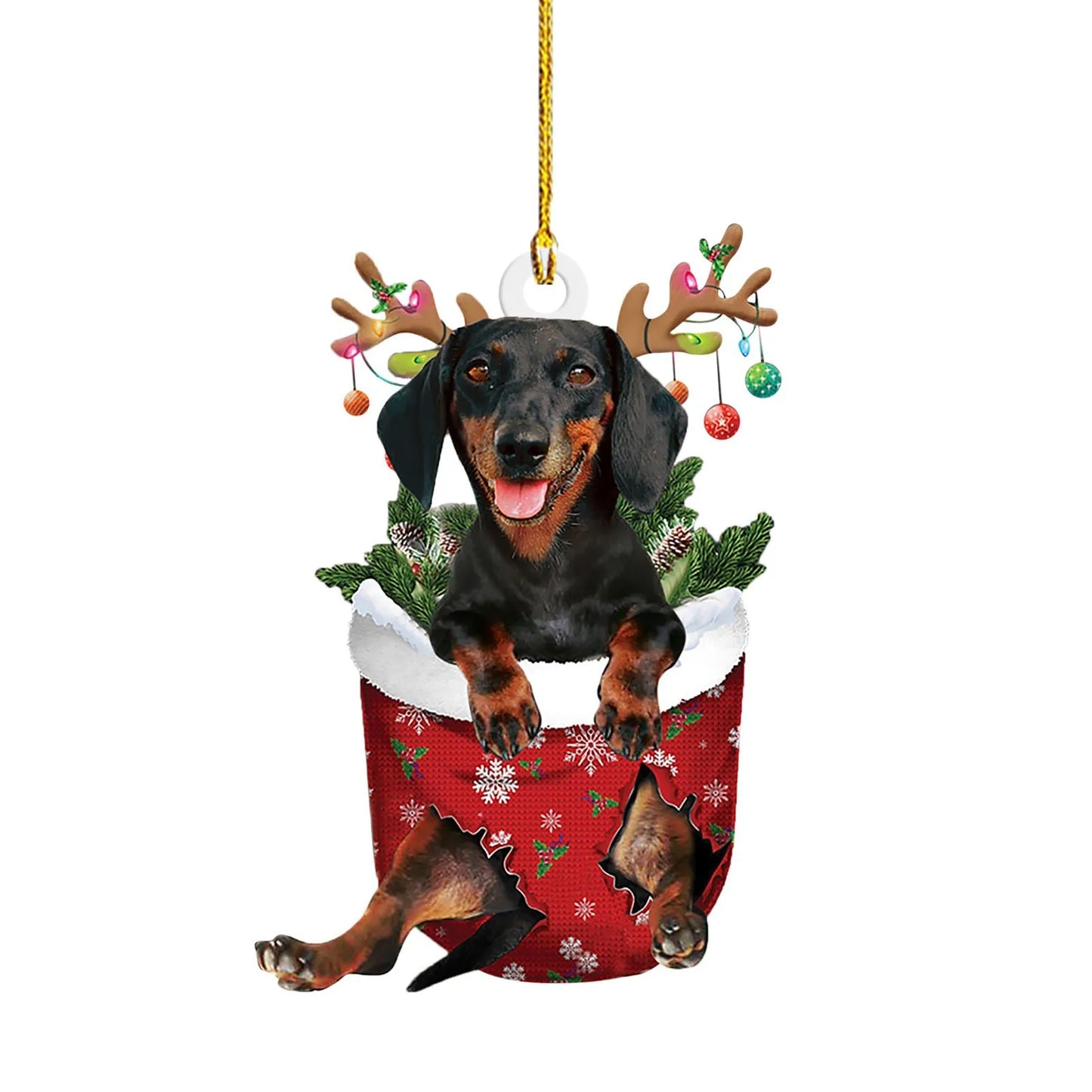 Dackel als Anhänger für den Weihnachtsbaum oder als Deko
