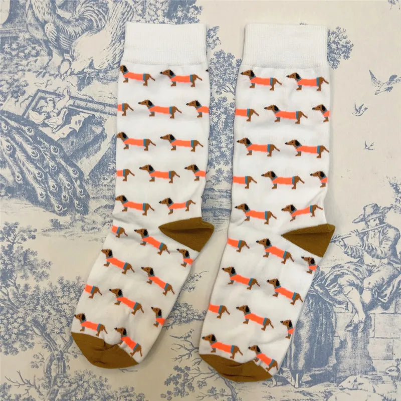 Socken mit lustigen Dackelmotiven in Größe 35-39