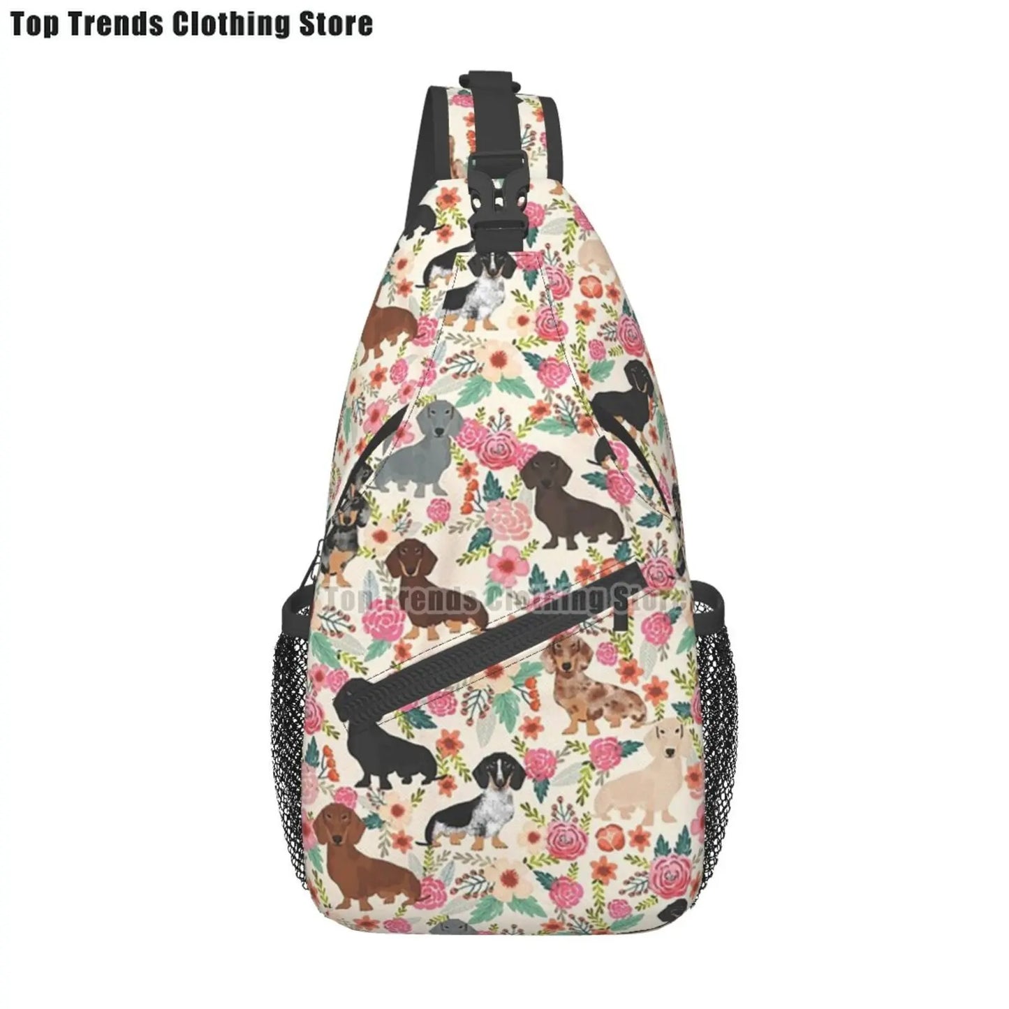 Rucksack mit über 30 verschiedenen Dackelmotiven