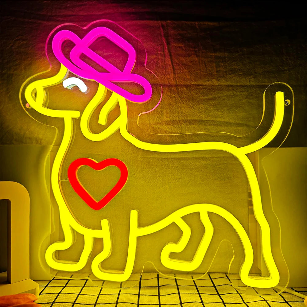 Neon Wandlicht Dackel für Party, Wohnzimmer oder Fensterdeko