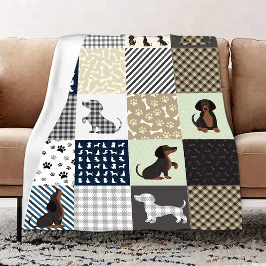 Fleece Decke mit Dackelmotiv in verschiedenen Designs