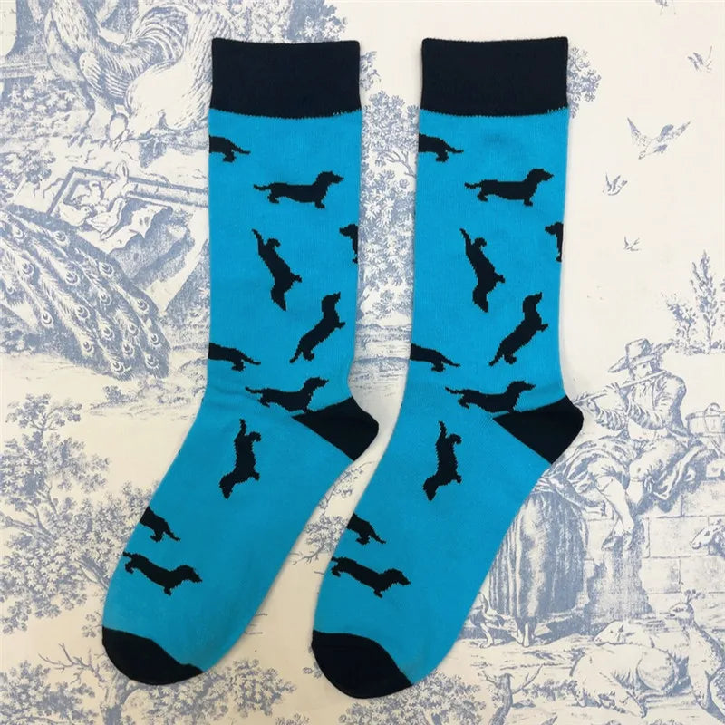 Socken mit lustigen Dackelmotiven in Größe 35-39