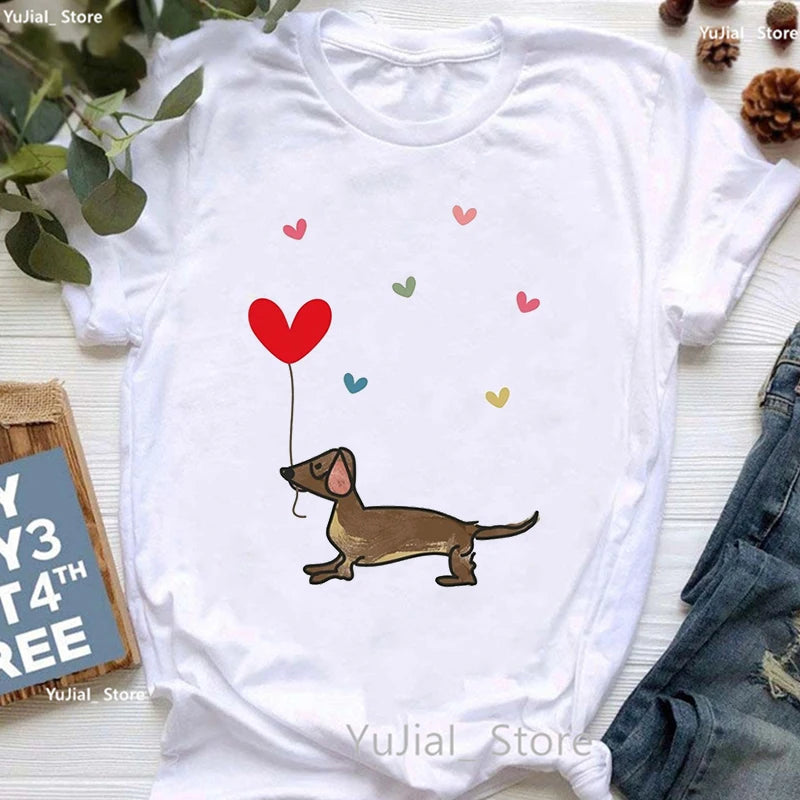 T-Shirt für Damen mit wunderschönen Dackel- und Hundemotiven