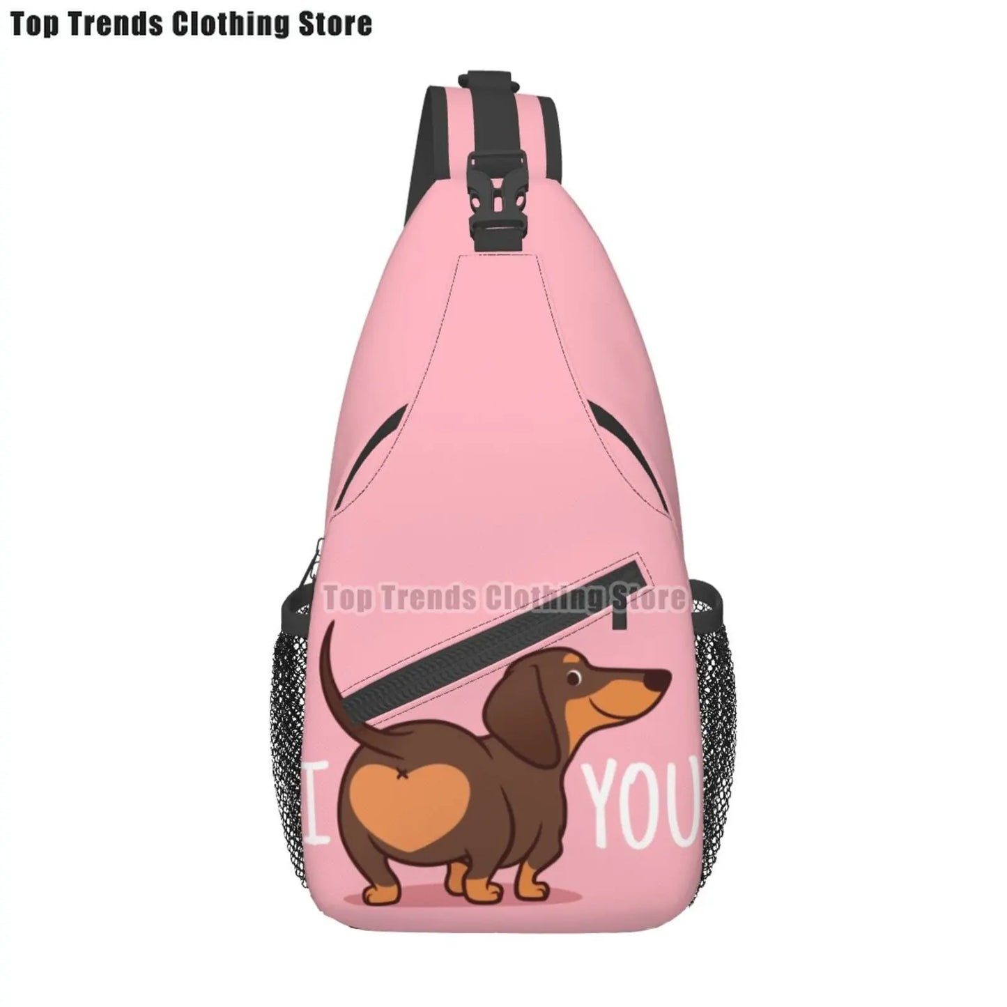 Rucksack mit über 30 verschiedenen Dackelmotiven
