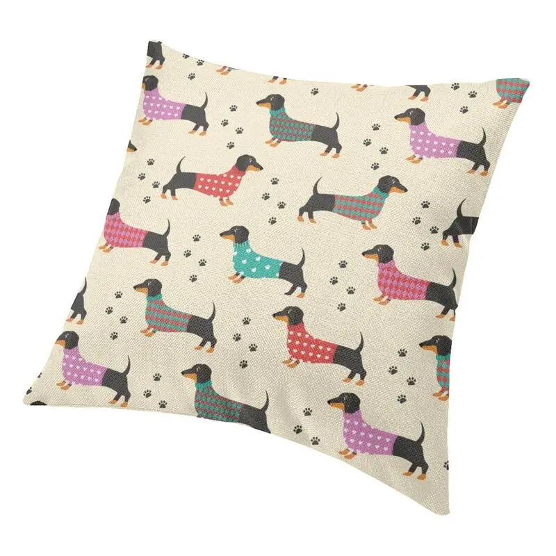 Kissenhülle mit Dackelmotiv für z.B. Wohnzimmer