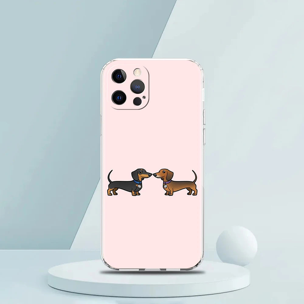 Smartphone Hülle für iPhone 11 - 15 aus Silikon mit Dackelmotiv Rückabdeckung