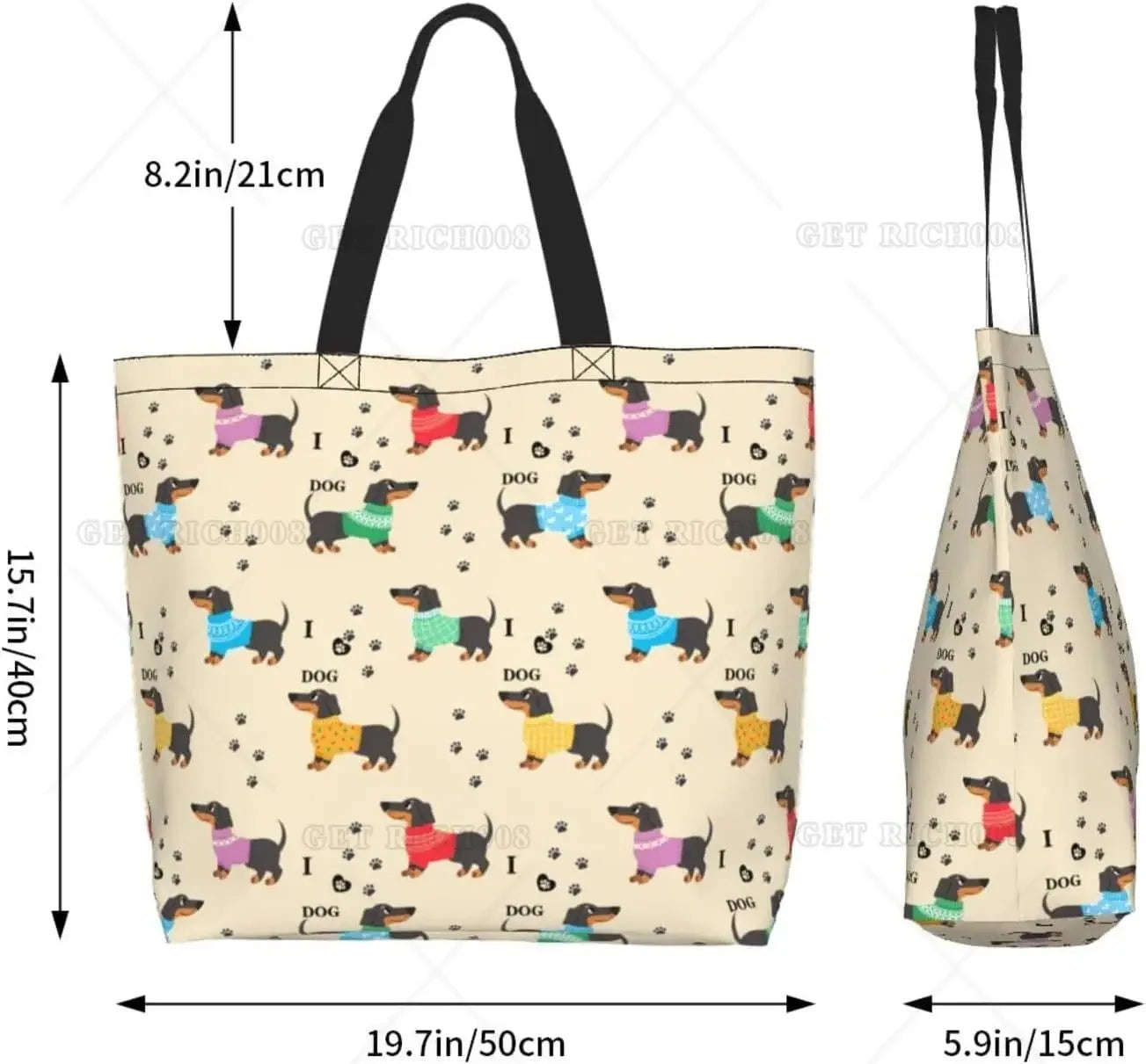 Handtasche mit süßen Dackelmotiven