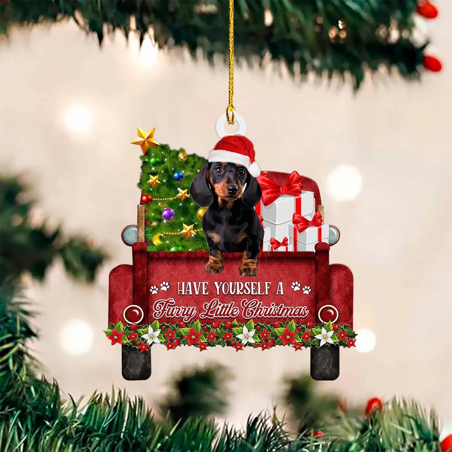 Dackel als Anhänger für den Weihnachtsbaum oder als Deko