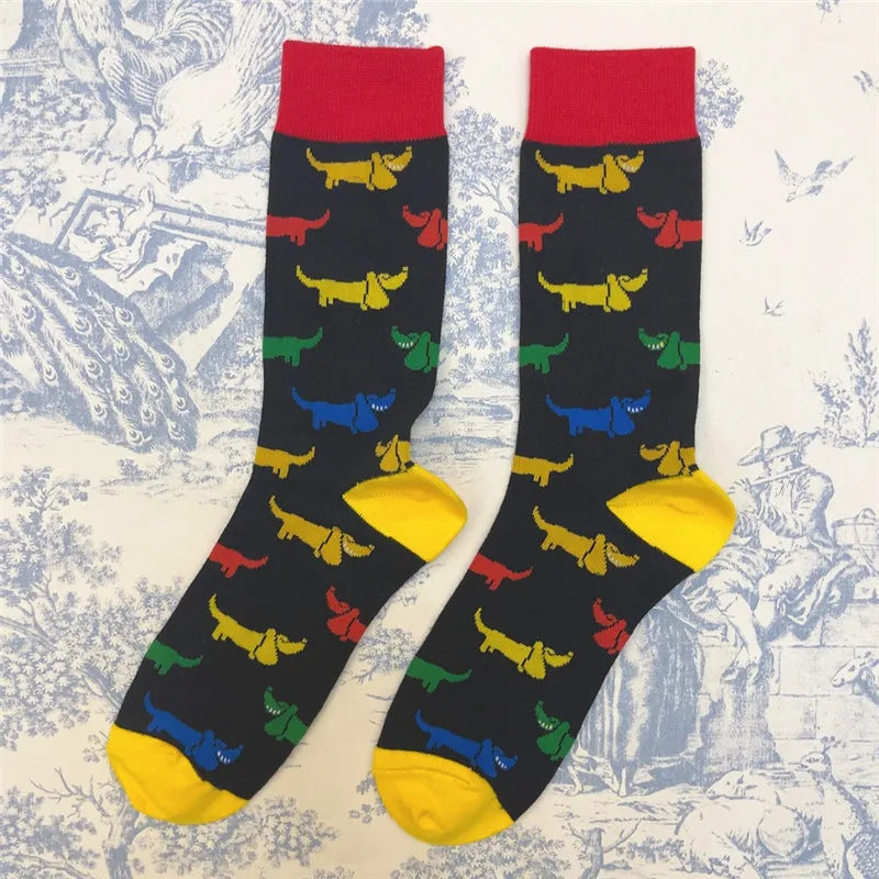 Socken mit lustigen Dackelmotiven in Größe 35-39