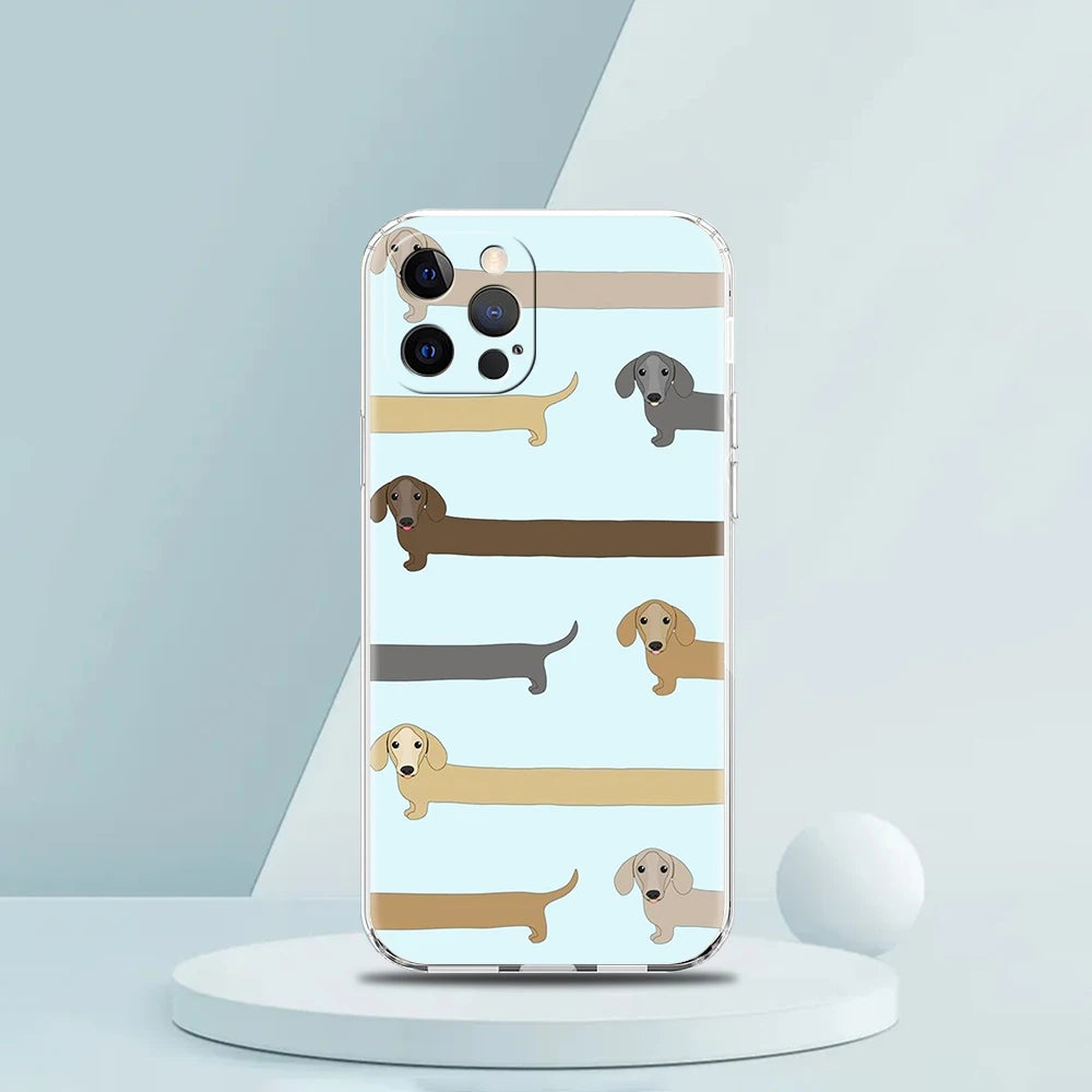 Smartphone Hülle für iPhone 11 - 15 aus Silikon mit Dackelmotiv Rückabdeckung
