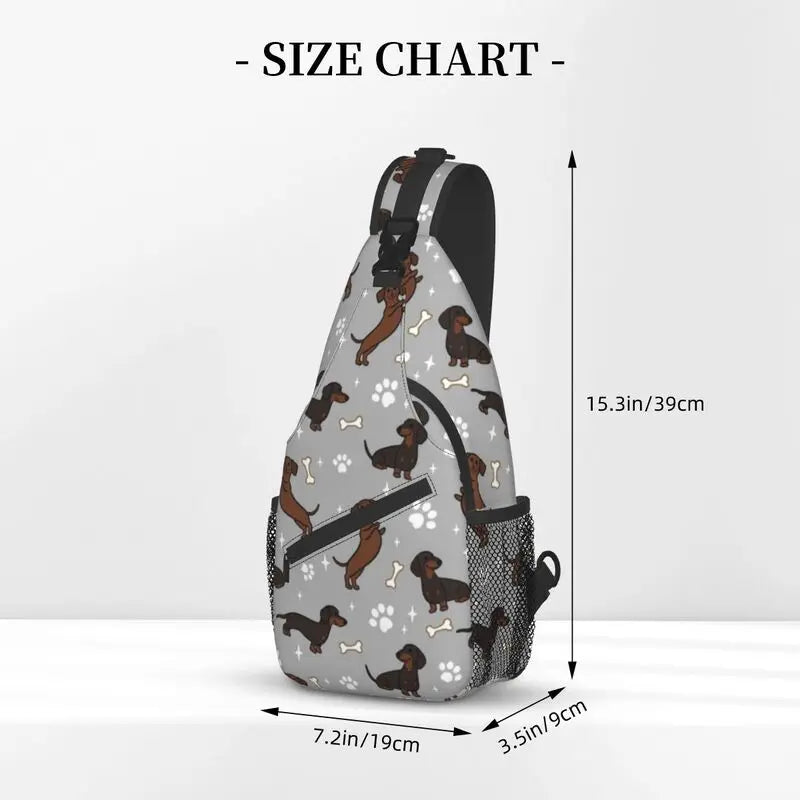 Rucksack mit über 30 verschiedenen Dackelmotiven