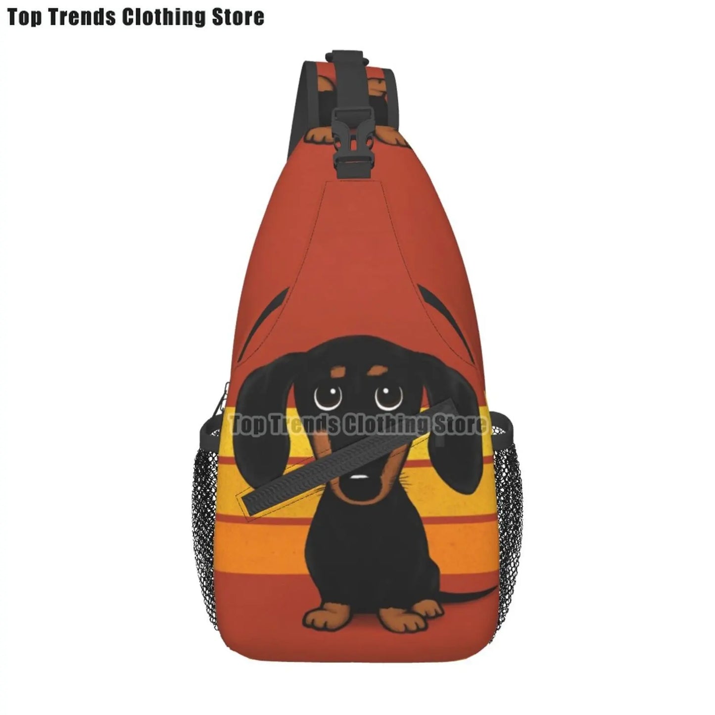 Rucksack mit über 30 verschiedenen Dackelmotiven