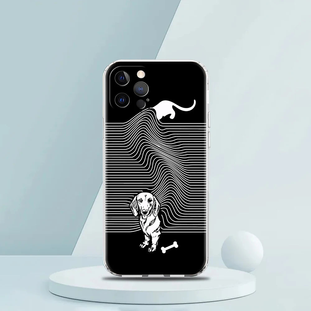 Smartphone Hülle für iPhone 11 - 15 aus Silikon mit Dackelmotiv Rückabdeckung