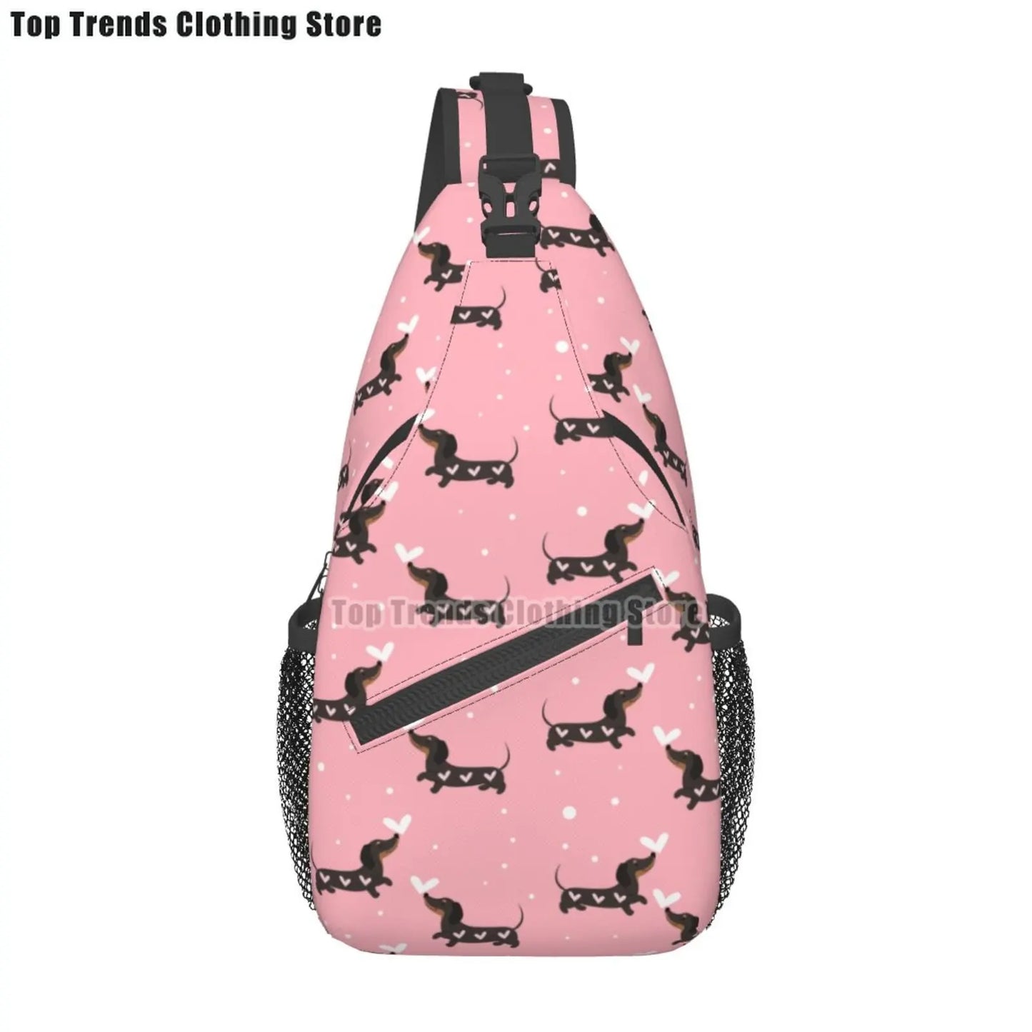 Rucksack mit über 30 verschiedenen Dackelmotiven