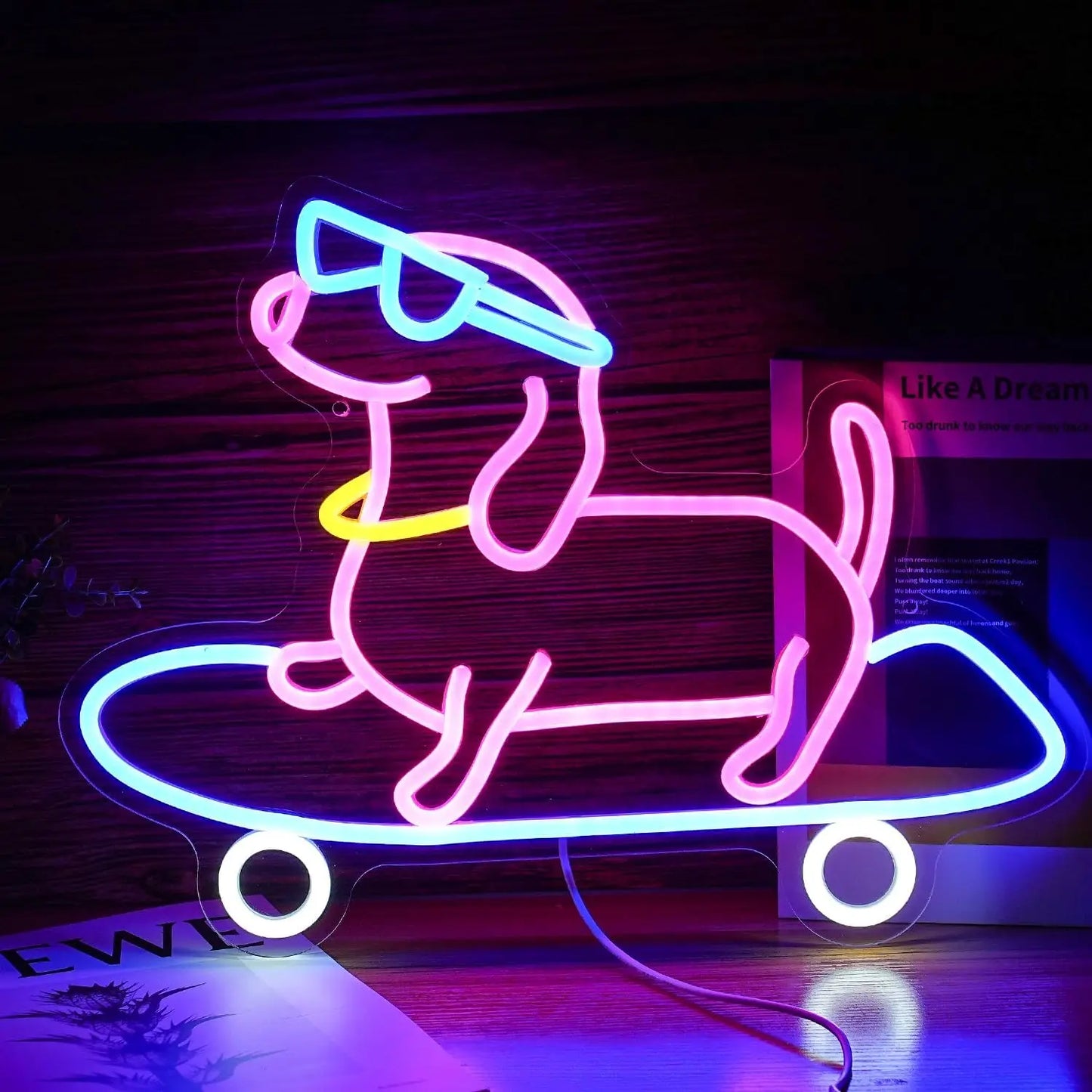Neon Wandlicht Dackel für Party, Wohnzimmer oder Fensterdeko