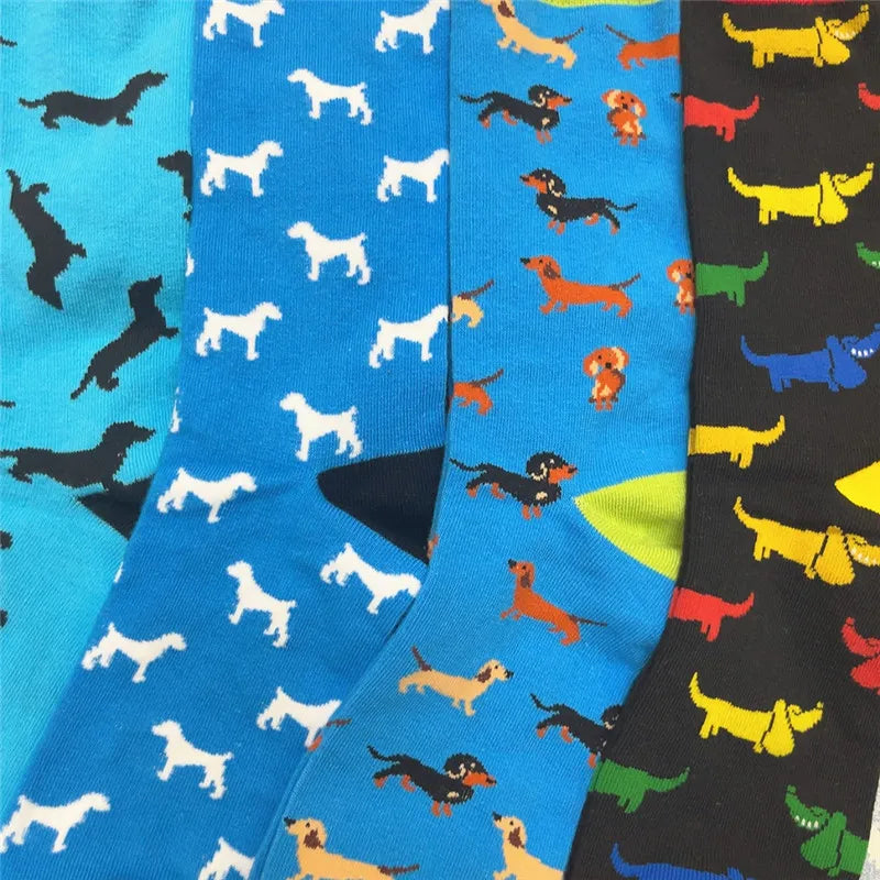 Socken mit lustigen Dackelmotiven in Größe 35-39