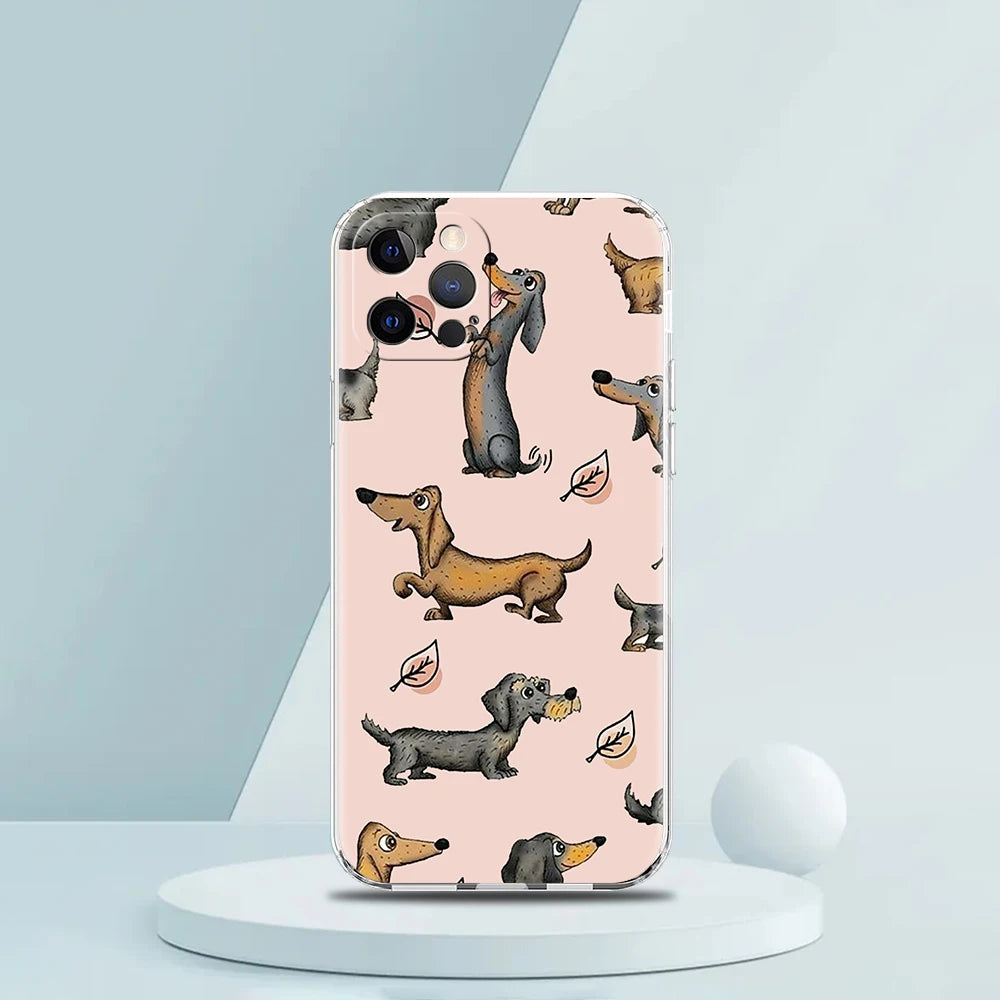 Smartphone Hülle für iPhone 11 - 15 aus Silikon mit Dackelmotiv Rückabdeckung