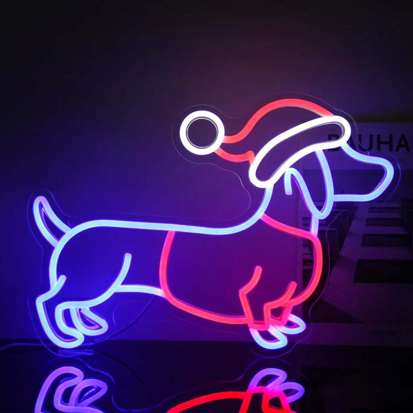 Neon Wandlicht Dackel für Party, Wohnzimmer oder Fensterdeko