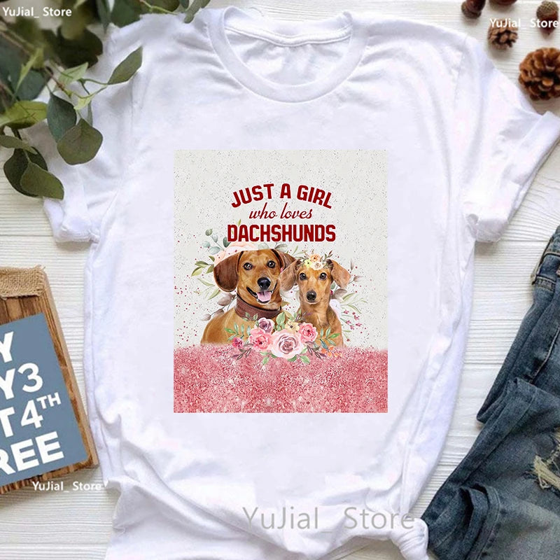 T-Shirt für Damen mit wunderschönen Dackel- und Hundemotiven