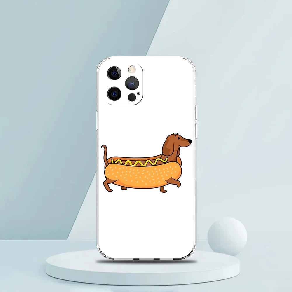 Smartphone Hülle für iPhone 11 - 15 aus Silikon mit Dackelmotiv Rückabdeckung