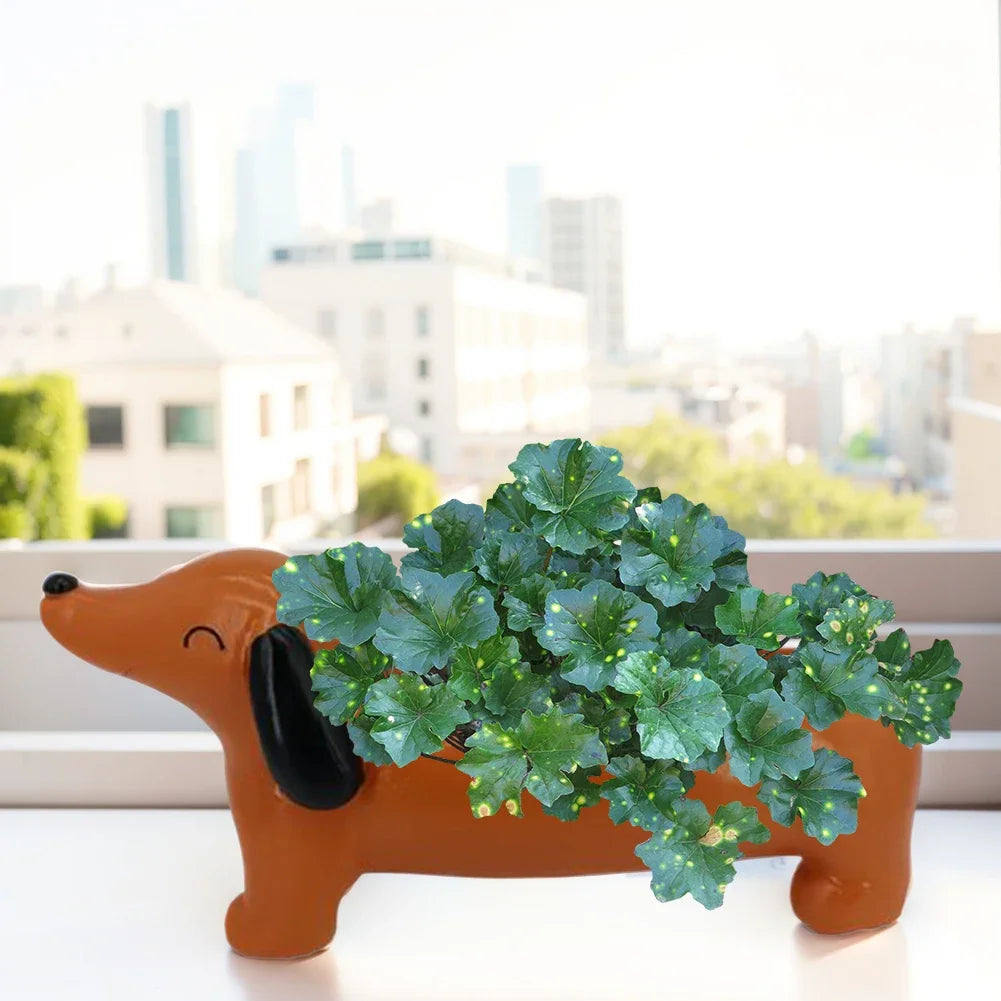 Dackel Blumentopf Blumenschale aus Resin