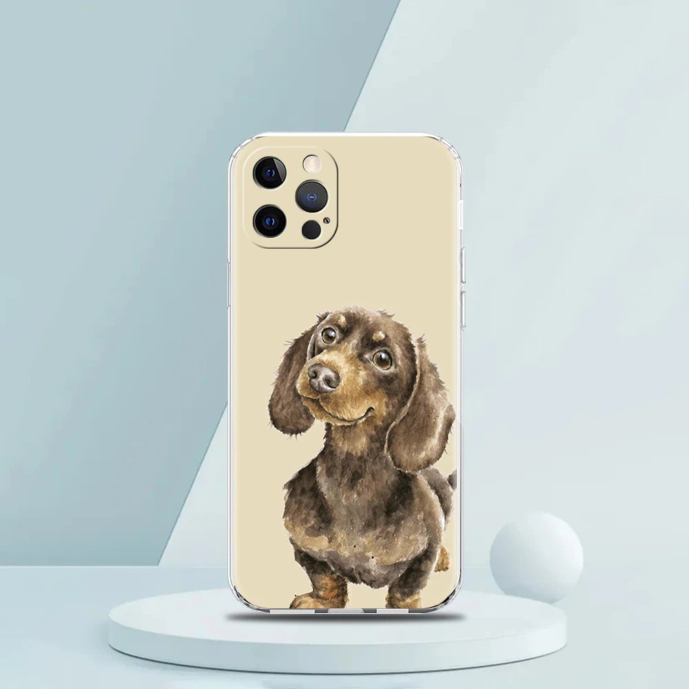 Smartphone Hülle für iPhone 11 - 15 aus Silikon mit Dackelmotiv Rückabdeckung