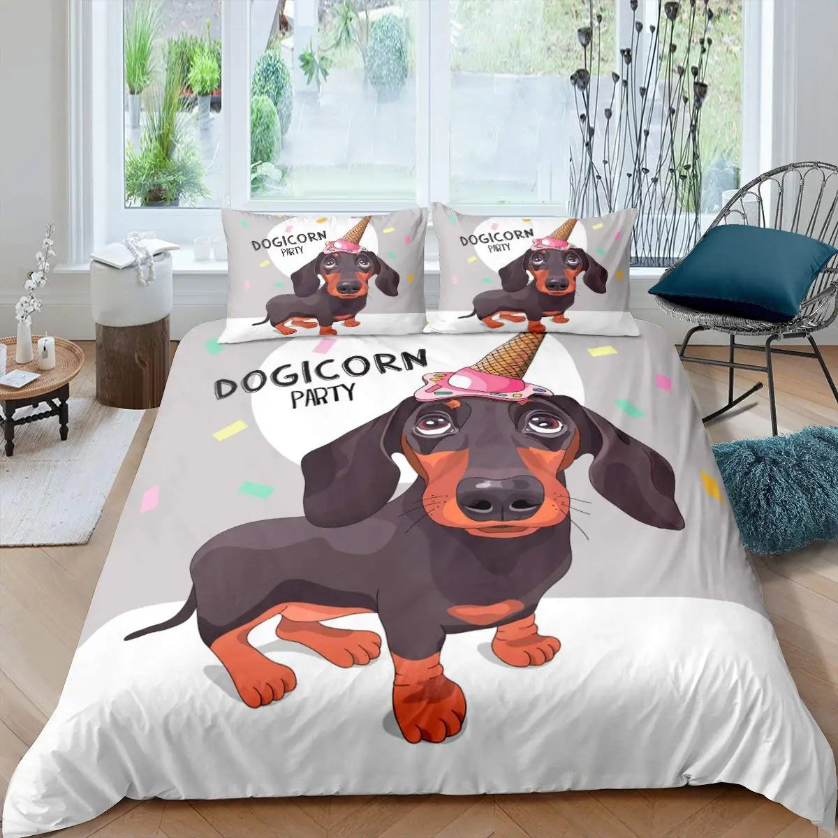 Bettwäsche mit verschiedenen Dackel- und Tiermotiven in den Größen 2 x 2 m und 1,35 x 2 m