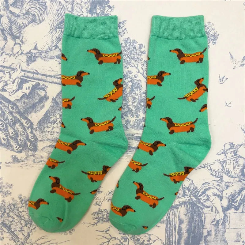 Socken mit lustigen Dackelmotiven in Größe 35-39