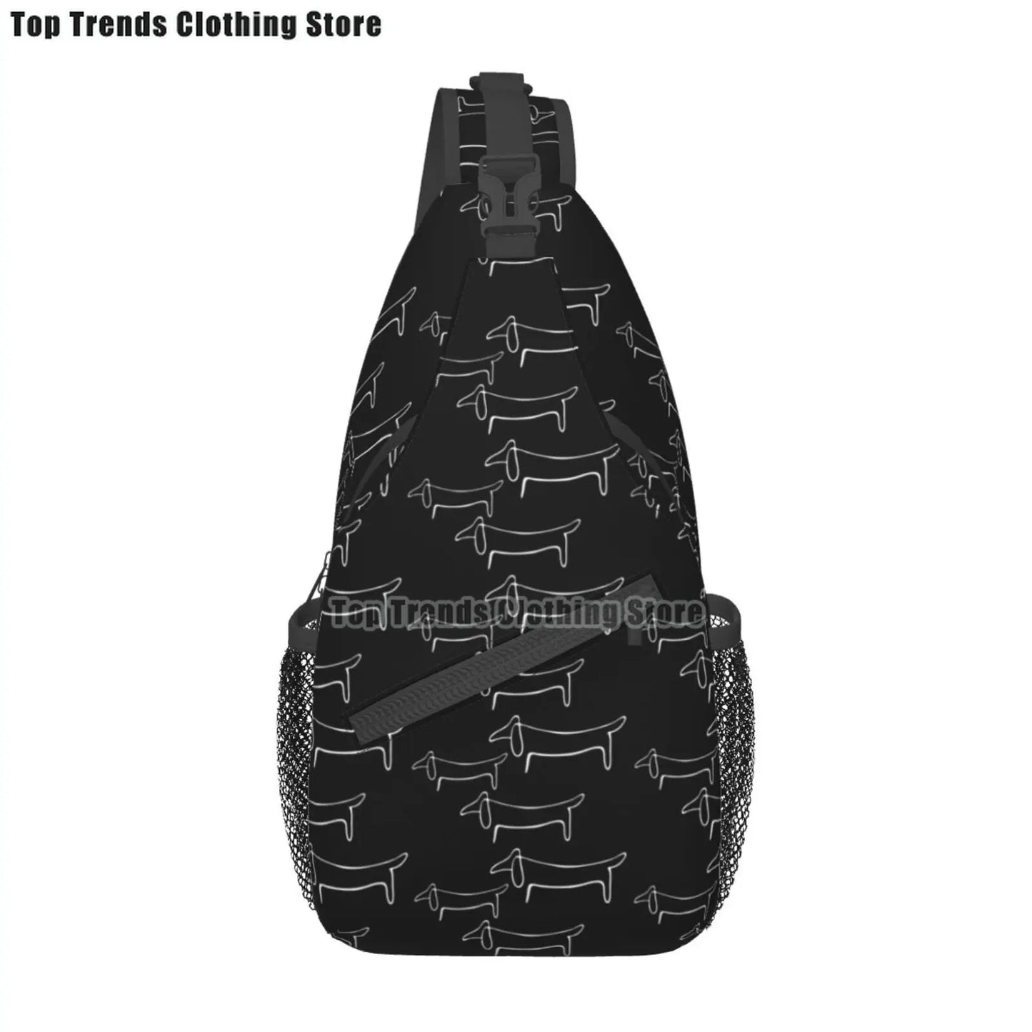 Rucksack mit über 30 verschiedenen Dackelmotiven
