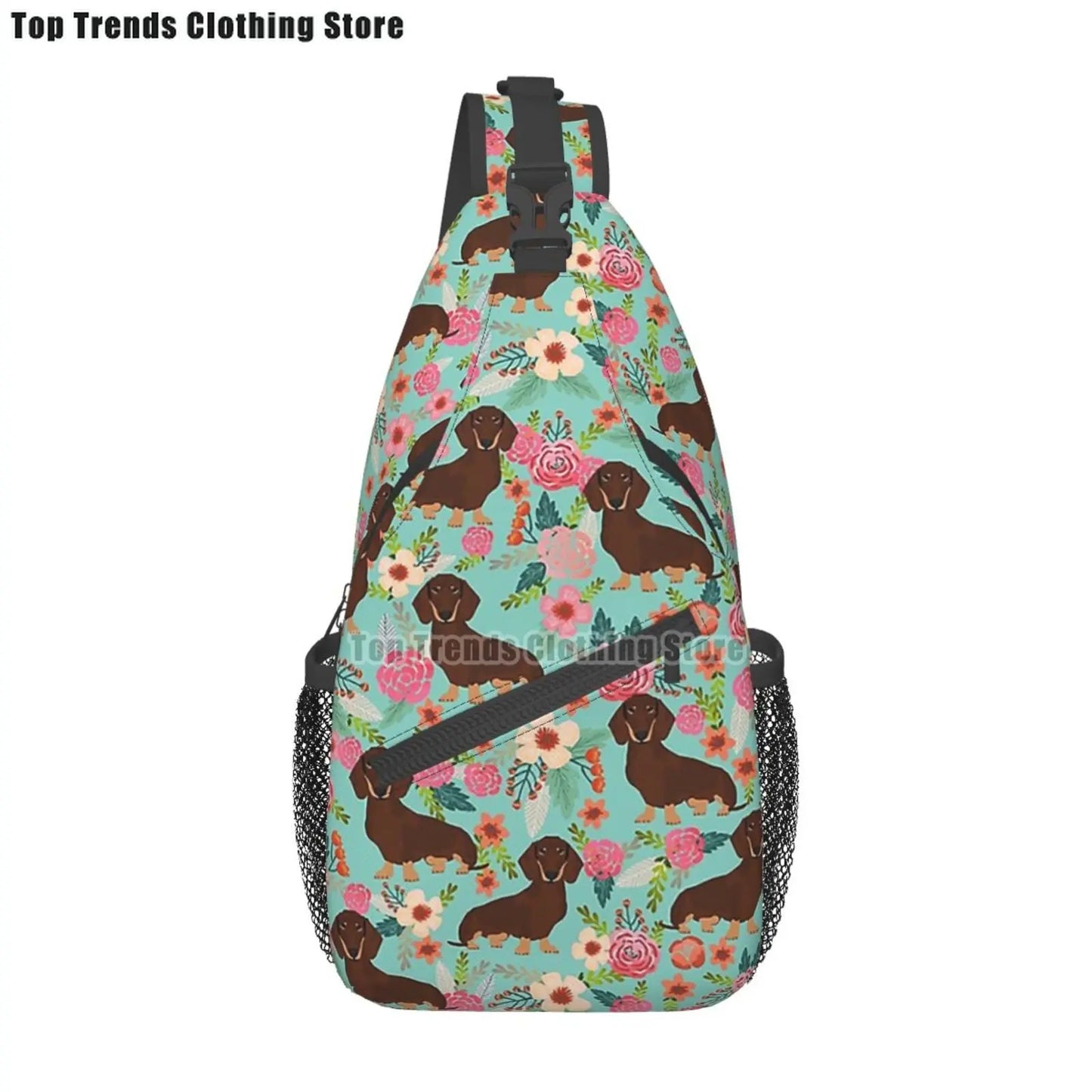 Rucksack mit über 30 verschiedenen Dackelmotiven