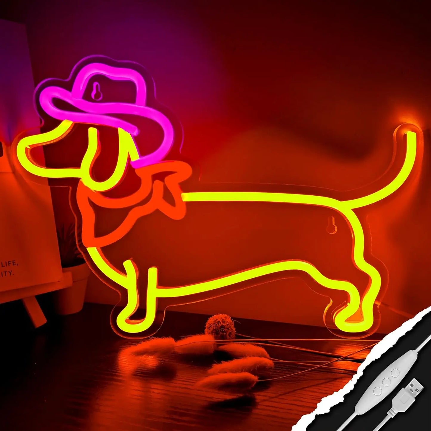 Neon Wandlicht Dackel für Party, Wohnzimmer oder Fensterdeko