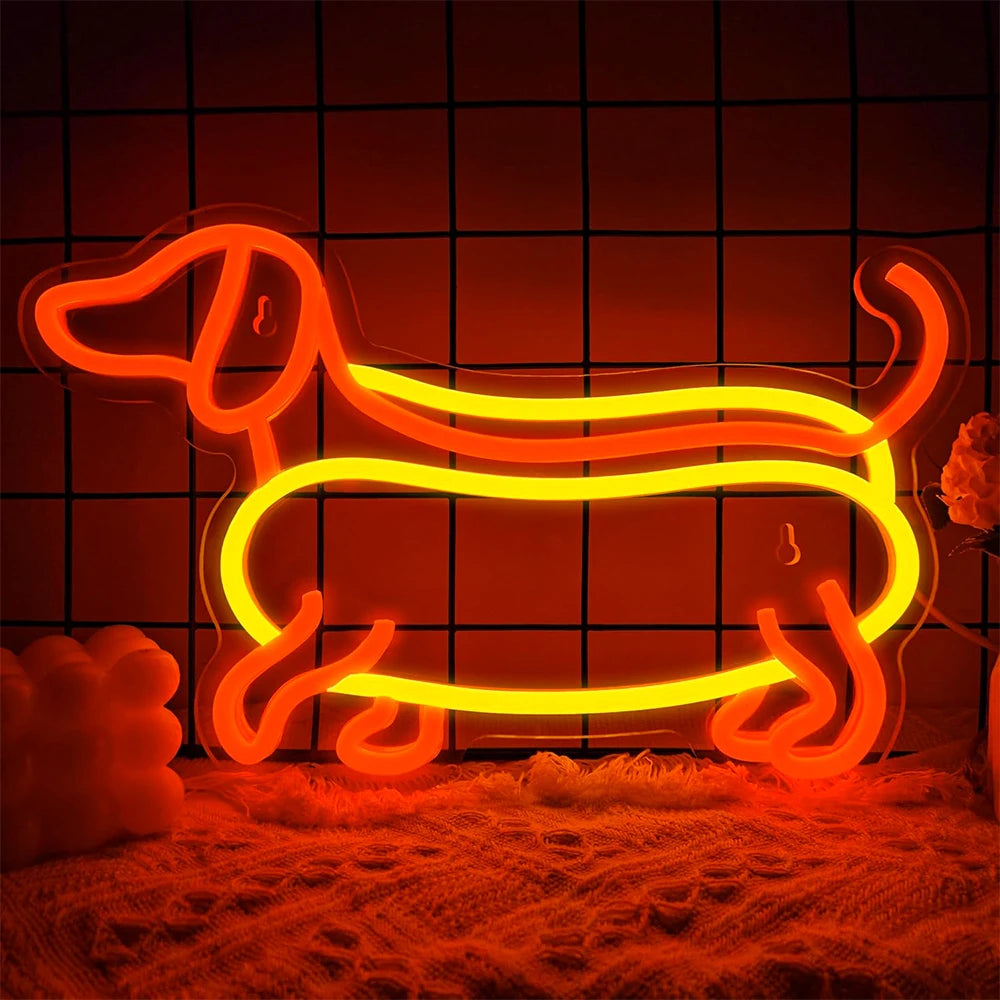 Neon Wandlicht Dackel für Party, Wohnzimmer oder Fensterdeko