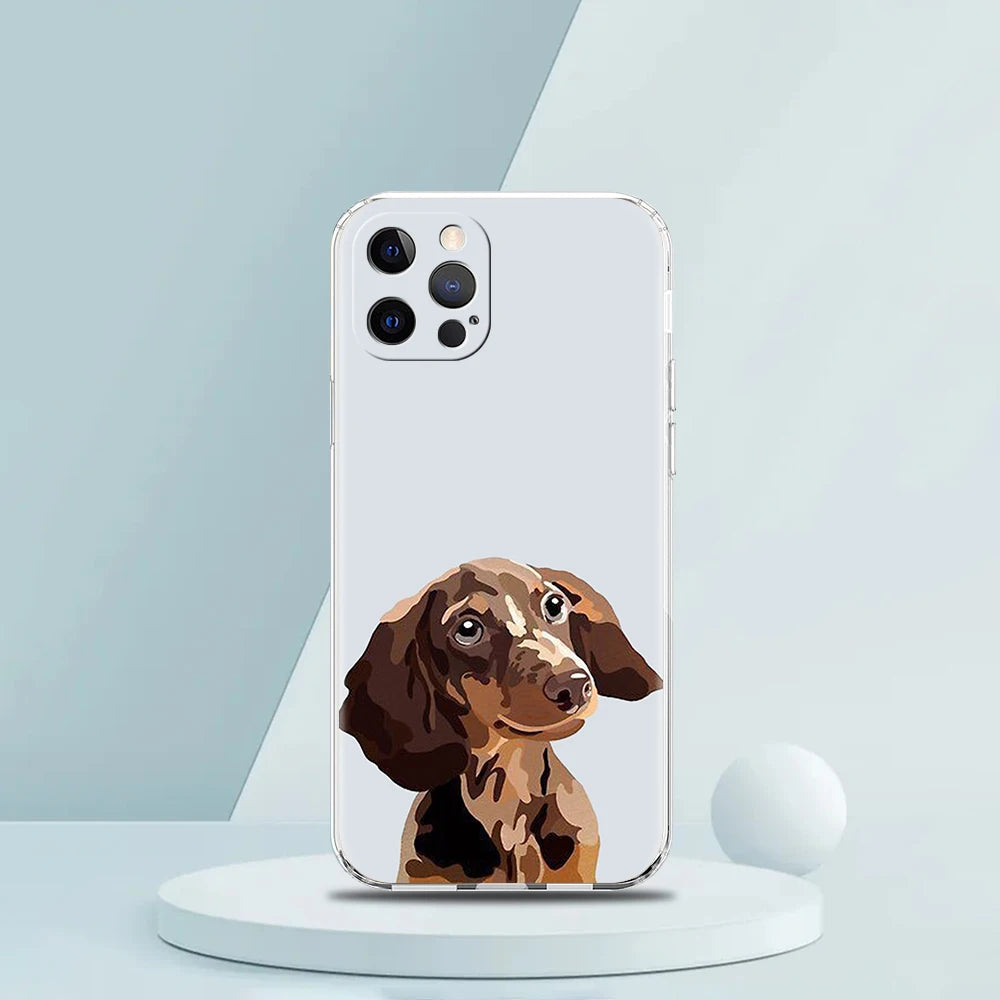 Smartphone Hülle für iPhone 11 - 15 aus Silikon mit Dackelmotiv Rückabdeckung