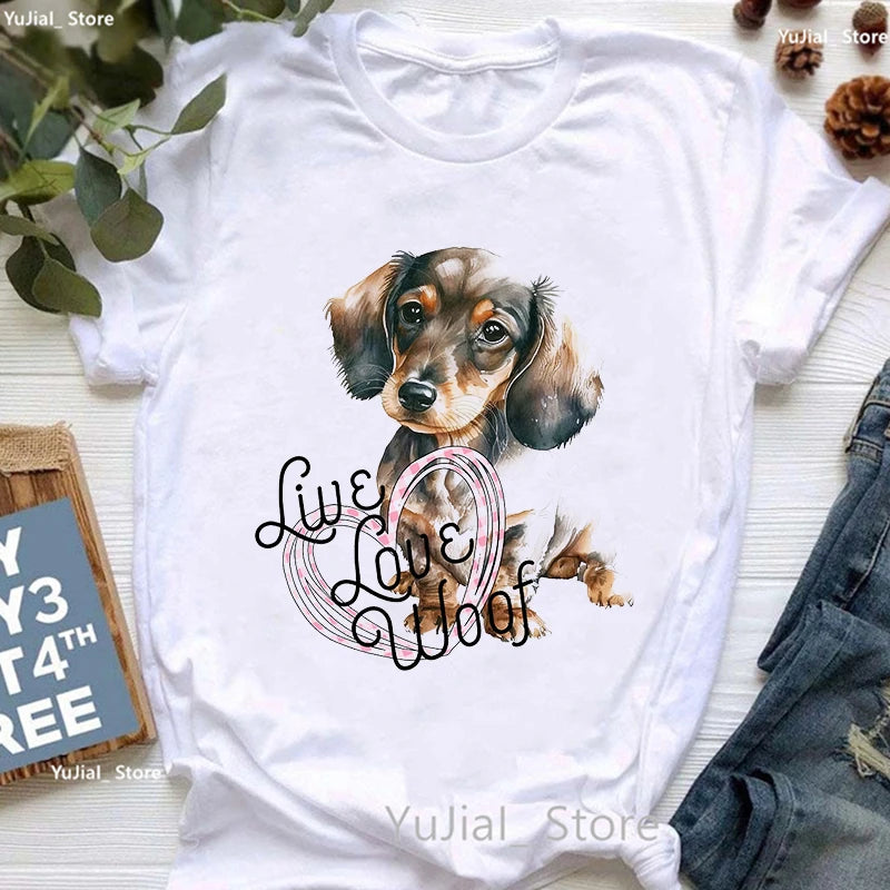 T-Shirt für Damen mit wunderschönen Dackel- und Hundemotiven