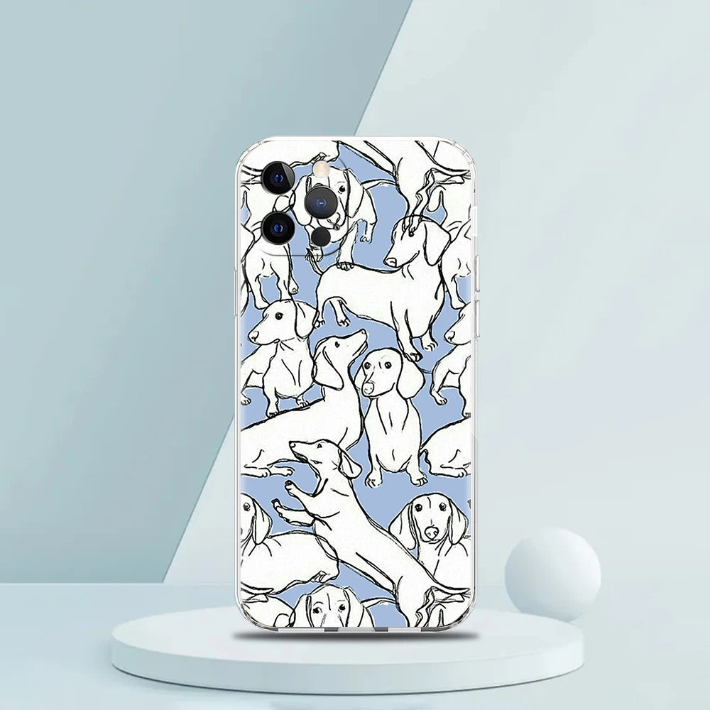 Smartphone Hülle für iPhone 11 - 15 aus Silikon mit Dackelmotiv Rückabdeckung