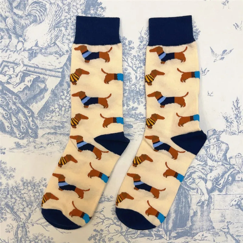 Socken mit lustigen Dackelmotiven in Größe 35-39